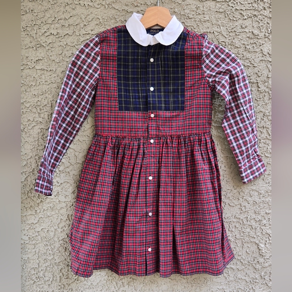 Polo Ralph Lauren Plaid Long Sleeve Dress NEW